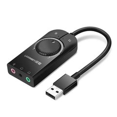 Купити Звукова карта UGREEN CM129 USB Type-A 3 х 3,5 mm female 15 cм Black