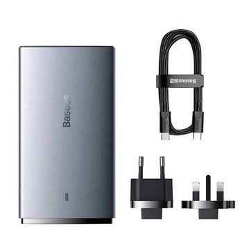 Купити Мережевий зарядний пристрій з кабелем Baseus GaN5 Pro Ultra-Slim Fast Charger C+U 65W Gray((With Mini White Cable C to C 100W(20V/5A) 1m Black)