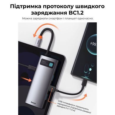 Купити USB-Hub Baseus Metal Gleam Series 5-in-1 Multifunctional （Type-C to HDMI*1+USB3.0*3+PD*1)