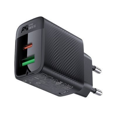 Купити Сетевой зарядное устройство ACEFAST A78 PD20W GaN (USB-A+USB-C) charger Black