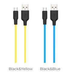 Купити Кабель Hoco X21 USB Micro 2.4 A 1m Blue-Black