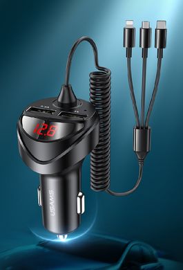 Купити Автомобильное зарядное устройство Usams US-CC119 C22 (3in1 cable) 2 × USB Black