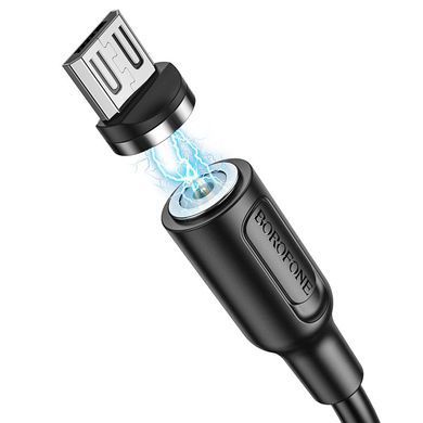 Купити Кабель BOROFONE BX41 USB to Micro 2.4A, 1m, PVC, PVC connectors, magnetic, Black