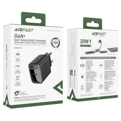 Купити Мережевий зарядний пристрій ACEFAST A82 PD20W GaN single USB-C charger Black