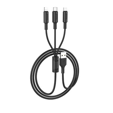 Купити Кабель Hoco X25 USB Micro/Lightning/Type-C 2A 1m Black