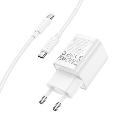 Купити Сет сетевого зарядного устройства HOCO C149A Charm PD30W+QC3.0 (C to C)(EU) White