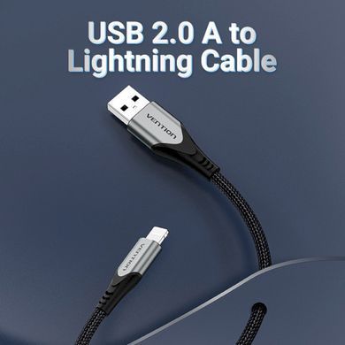 Купити Кабель Vention USB 2.0 A to Lightning Cable 1M Gray Aluminum Alloy Type (LABHF)