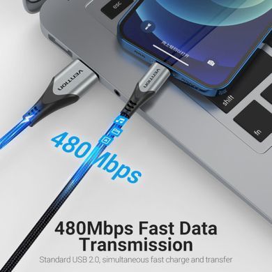 Купити Кабель Vention USB 2.0 A to Lightning Cable 1M Gray Aluminum Alloy Type (LABHF)