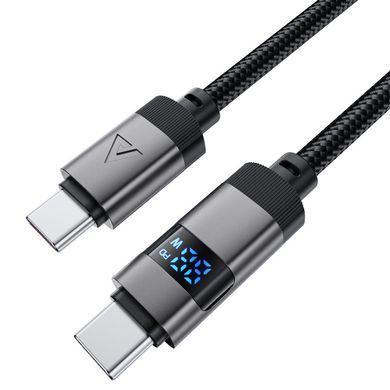 Купити Кабель ACEFAST C15-03 USB-C to USB-C zinc alloy digital display braided charging data cable Black