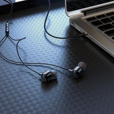 Купити Навушники HOCO M87 String wired earphones with with microphone Gloomy Black
