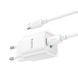Сет сетевого зарядного устройства HOCO C149A Charm PD30W+QC3.0 (C to C)(EU) White