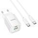 Сет сетевого зарядного устройства HOCO C149A Charm PD30W+QC3.0 (C to C)(EU) White