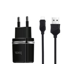 Купити Сетевое зарядное устройство Hoco C12 Smart dual USB (Micro cable)charger set Black