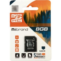 Купити Карта памяти Mibrand microSDHC 8GB Class 6 до 10 МБ/с
