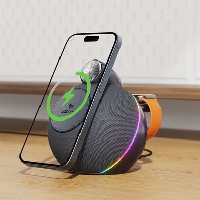 Купити Портативна колонка ACEFAST K10 Air speaker with wireless charger Metal Grey