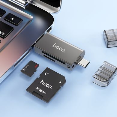 Купити Хаб HOCO HB39 USBType-C 3.0 высокоскоростной кардридер Metal Gray