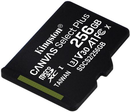 Купити Карта памяти Kingston microSDXC Canvas Select Plus 256GB Class 10 UHS-I (U3) V30 A1 85МБ/с R-100MB/s Без адаптера