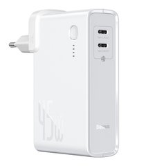 Купити Мережевий зарядний пристрій Baseus Power Station（GaN）2 in1 Q.C. Power bank & Charger C+C 10000mAh 45W White