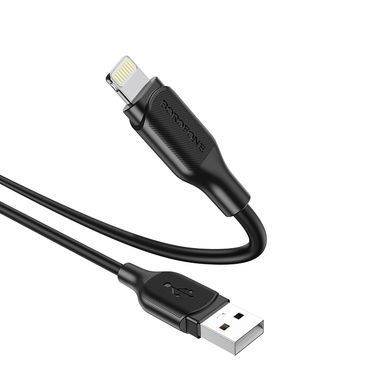 Купити Кабель BOROFONE BX42 USB to iP 2.4A, 1m, силикон, TPE коннекторы, Чёрный