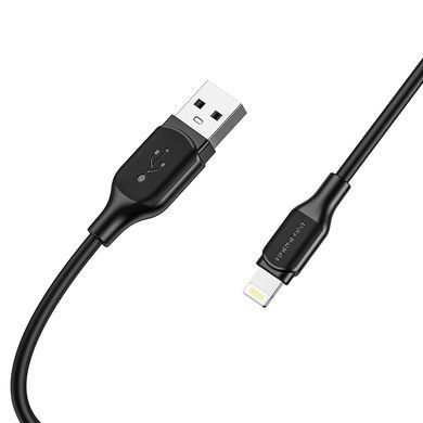 Купити Кабель BOROFONE BX42 USB to iP 2.4A, 1m, силикон, TPE коннекторы, Чёрный