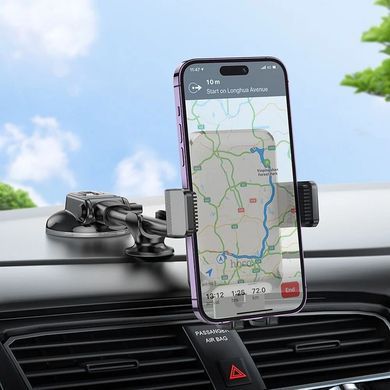 Купити Автотримач для телефона HOCO H27 Rock push-type car holder(center console) Black gray