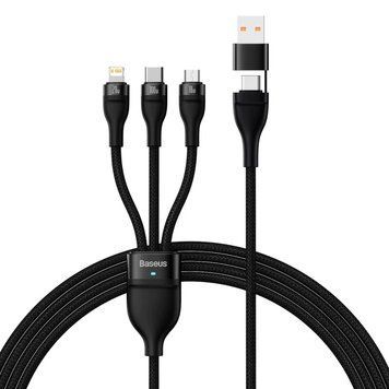 Купити Кабель Baseus Flash Series Ⅱ Two-for-three Charging Cable U+C to M+L+C 100W 1.2m Black