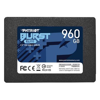Купити Накопичувач SSD Patriot Burst Elite 960GB 2.5" SATA III (6Gb/s) 3D TLC NAND