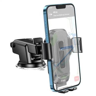 Купити Держатель для мобильного с БЗП HOCO HW3 Wise automatic induction wireless fast charging car holder(center console) Black