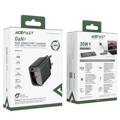 Купити Мережевий зарядний пристрій ACEFAST A98 PD30W GaN (USB-C+USB-A) charger Black