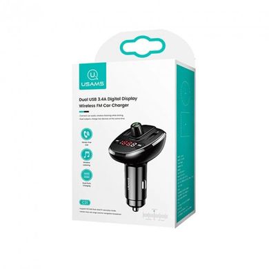 Купити Автомобільний зарядний пристрій Usams US-CC115 C21 Dual USB 3.4A Digital Display Wireless FM Car Charger USB