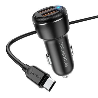 Купити Автомобильное зарядное устройство Borofone BZ17 Core dual port QC3.0 car charger set(Micro) USB-A Black