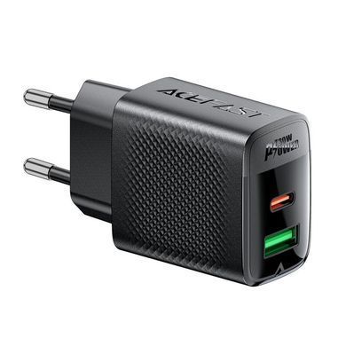 Купити Мережевий зарядний пристрій ACEFAST A98 PD30W GaN (USB-C+USB-A) charger Black