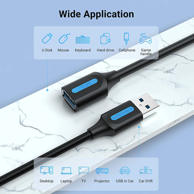 Купити Кабель-перехiдник Vention USB 3.0 A Male to USB 3.0 A Female 1.5m Black