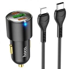 Купити Автомобильное зарядное устройство Hoco N26 2×Type-C, USB-A Black
