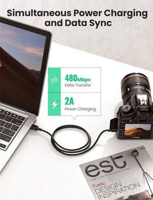 Купити Кабель UGREEN USB 2.0 A Male to Mini 5 Pin Male Cable 0.5m (Black)