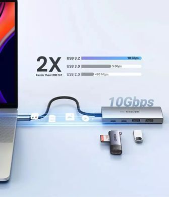 Купити Хаб UGREEN CM480 USB-C to 2&times; USB 3.2+2&times;USB-C Adapter 10G (UGR-30758)