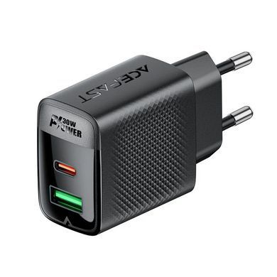 Купити Мережевий зарядний пристрій ACEFAST A98 PD30W GaN (USB-C+USB-A) charger Black