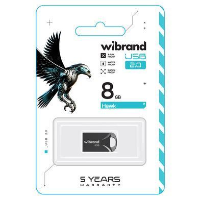 Купити Флеш-накопитель Wibrand USB 2.0 Hawk 8Gb Black