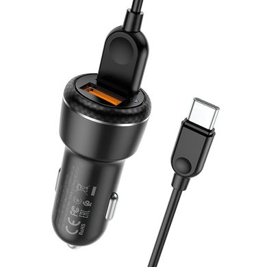 Купити Автомобільний зарядний пристрій Borofone BZ17 Core dual port QC3.0 car charger set USB-A Black