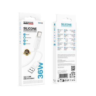 Купити Кабель BOROFONE BX123 Leya silicone charging data cable Type-C White