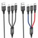 Кабель Hoco X76 USB Micro/Lightning/Type-C 2A 1m Black+Red+Blue