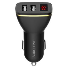 Купити Автомобільний зарядний пристрій Borofone BZ11 Speed map dual port digital display car charger Black