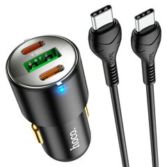 Купити Автомобильное зарядное устройство Hoco N26 2×Type-C, USB-A Black