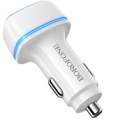 Купити Автомобильное зарядное устройство Borofone BZ14 Max dual port ambient light car charger 2 × USB White