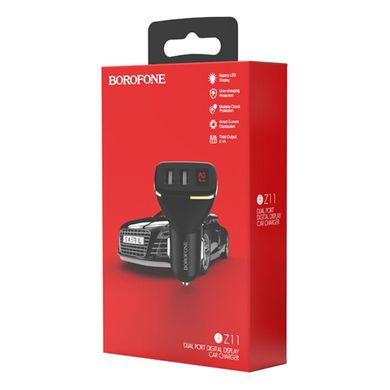 Купити Автомобільний зарядний пристрій Borofone BZ11 Speed map dual port digital display car charger Black
