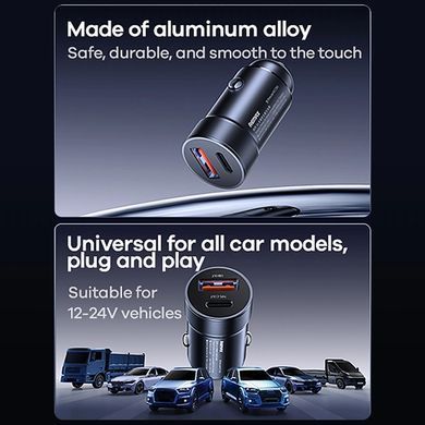Купити Автомобільний зарядний пристрій REMAX Tangee Series 3A 1A+1C Multi-compatible Car Charger RCC361 Black