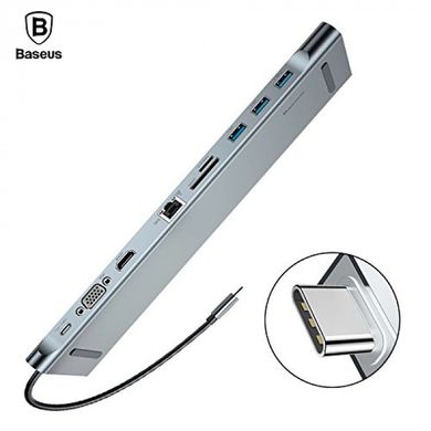 Купити USB-хаб Baseus Enjoyment Series Type-C to HDMI+USB3.0*3+PD+VGA+SD/TF+RJ45+3.5mm Gray