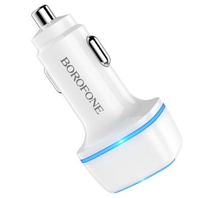 Купити Автомобільний зарядний пристрій Borofone BZ14 Max dual port ambient light car charger 2 × USB White
