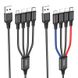 Кабель Hoco X76 USB Micro/2x Lightning/Type-C 2A 1m Black+Red+Blue