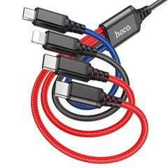 Купити Кабель Hoco X76 USB Micro/Lightning/2хType-C 2A 1m Black+Red+Blue